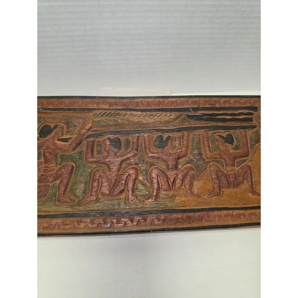 Vintage Storyboard hand-carved wooden wall panel folk art figures